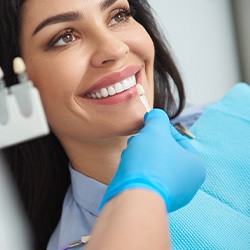 A woman getting her teeth whitened
