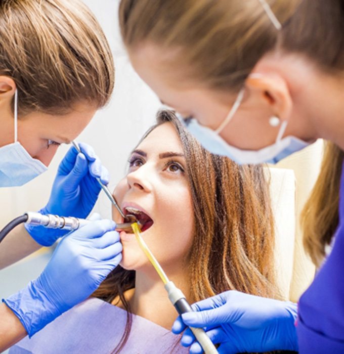 Woman getting dental work