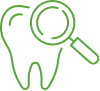 Large animated tooth with magnifying glass